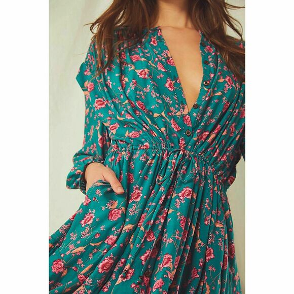 Free People Flower Fields Mini Dress Size S Emerald Green MSRP $128 NWT - Picture 6 of 10